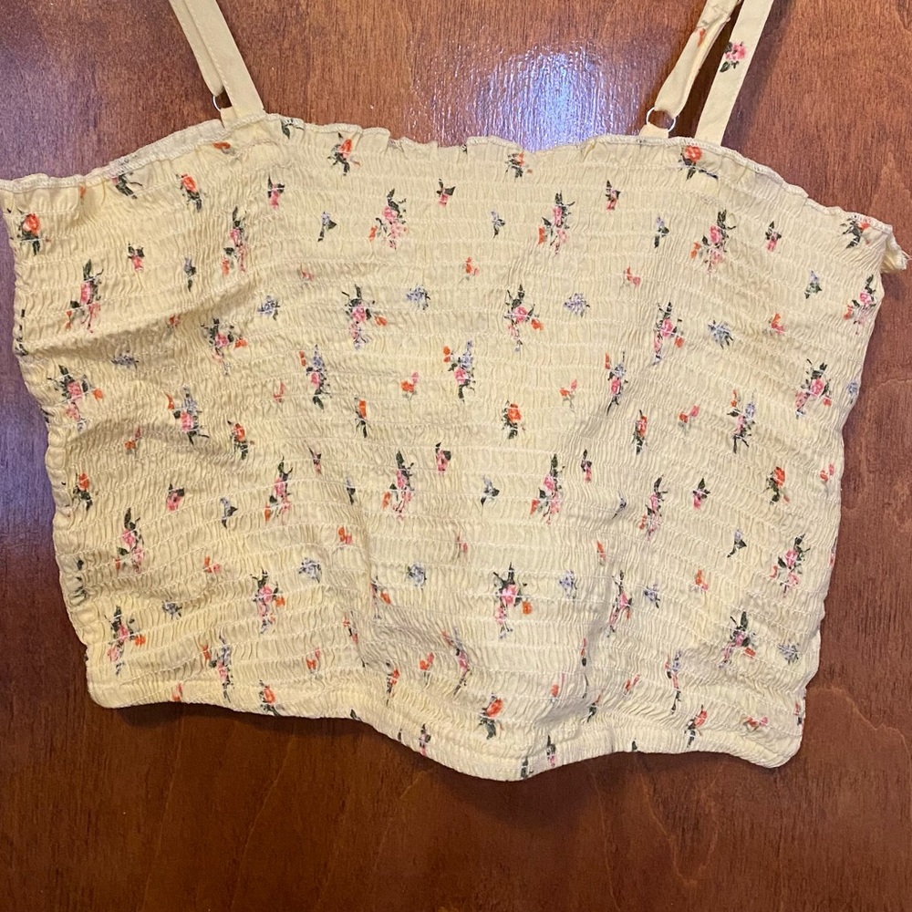 Pale Yellow floral crop top